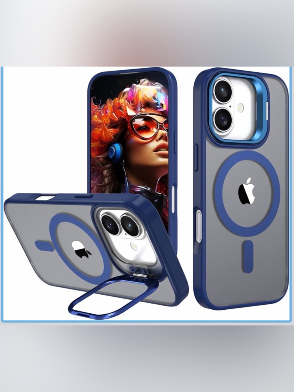 Luxeon iPhone 17 Pro Case-6.3-Blue-Camera Protector Stand-MagSafe-Screen Protect